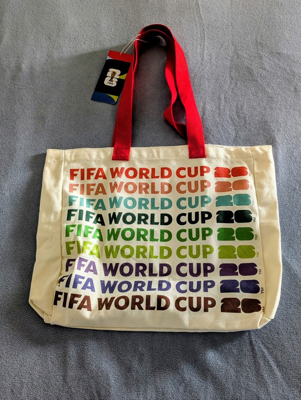 ⚽ NWT Official FIFA World Cup 2026 Canvas Tote Bag Multicolor
